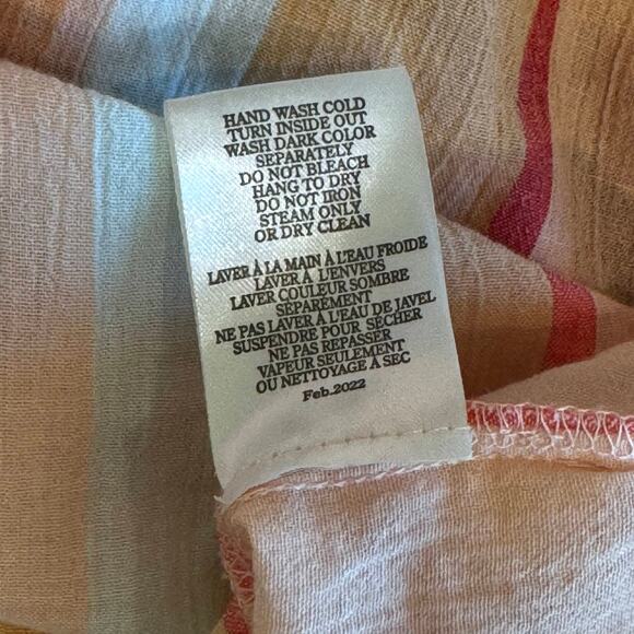 Z SUPPLY Oversized Button Front Top Womens L Orange Stripes Multi Coastal Boho - Picture 12 of 13